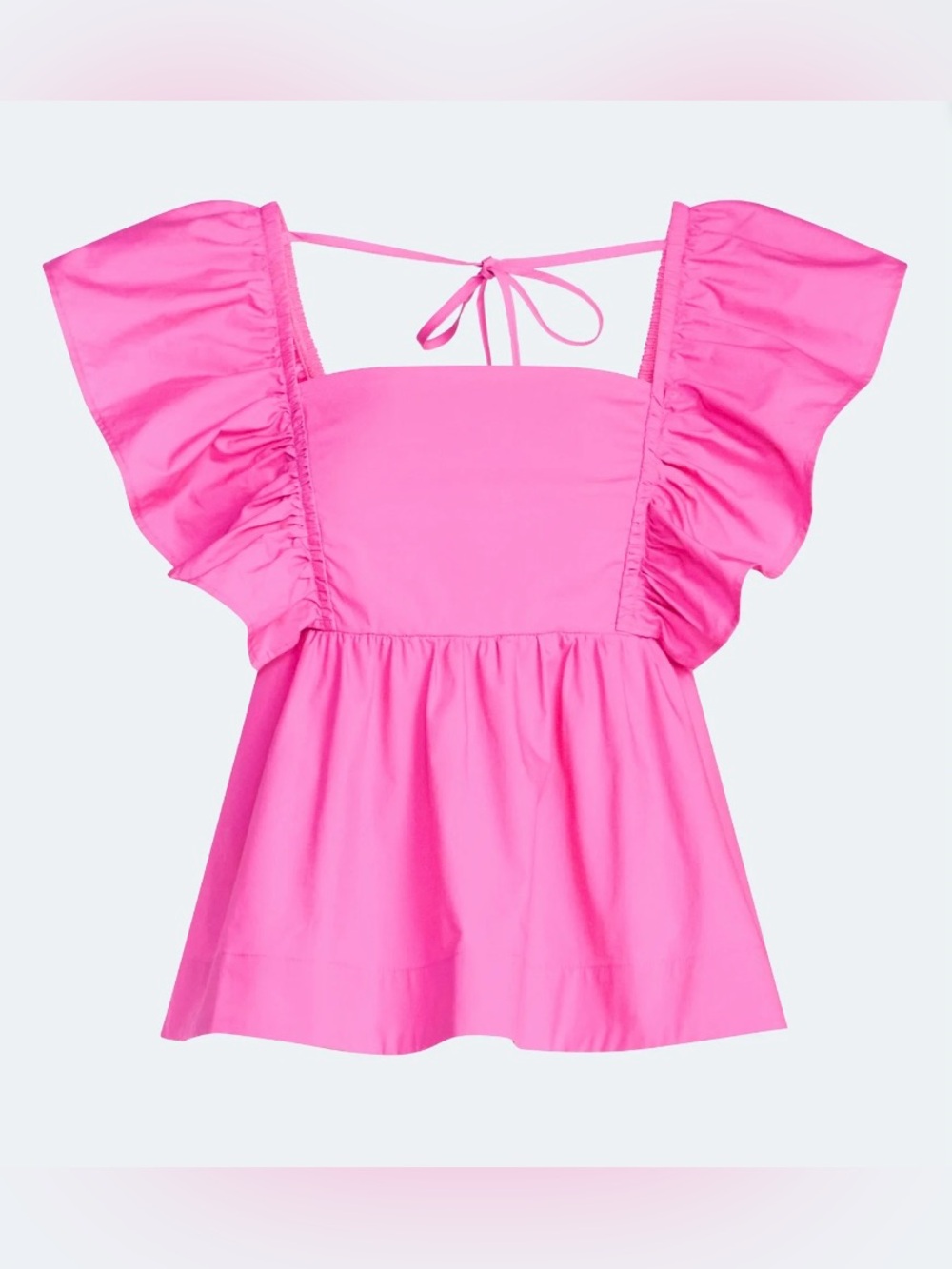 Free Assembly Pink Square Neck Flutter Sleeve Peplum Top XXL NWT